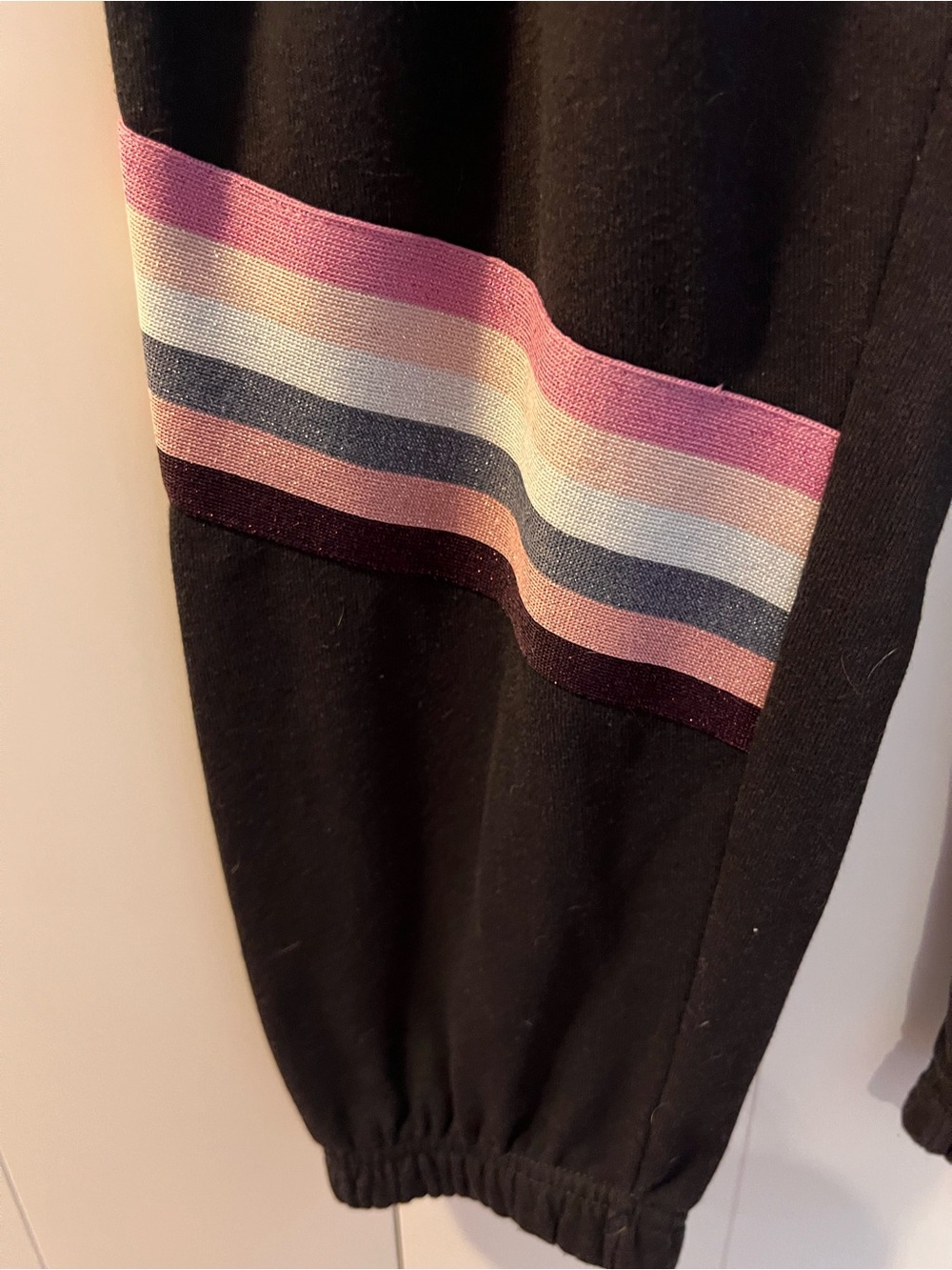 Spiritual Gangster Black Jogger Pants with Sparkly Pink Stripe - Picture 3 of 4